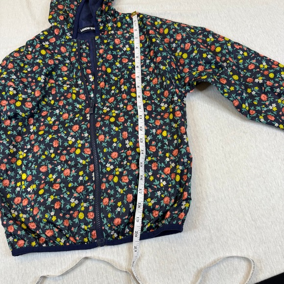 Lands End Kids Girls Floral Print Lightweight Hooded windbreaker Jacket Size 7 L - Picture 5 of 5